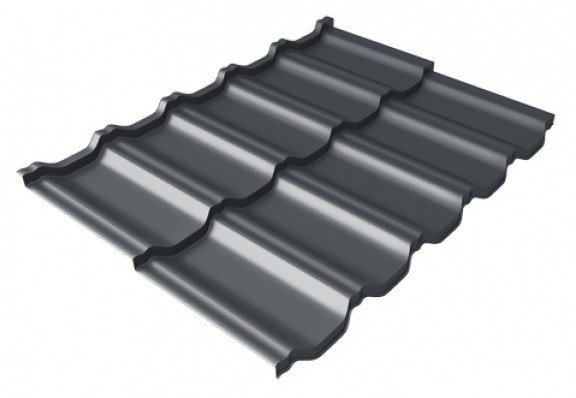 Металлочерепица модульная Квинта Uno Grand Line c 3D резом 0,5 Satin Мatt RAL 7024 мокрый асфальт купить в Новочебоксарске