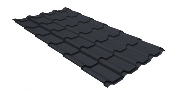 Металлочерепица камея GL 0,5 GreenCoat Pural matt RR 23 темно-серый (RAL 7024 мокрый асфальт) купить в Новочебоксарске