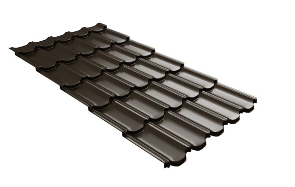 Металлочерепица квинта плюс с 3D резом 0,5 GreenСoat Pural RR 32 темно-коричневый (RAL 8019 серо-коричневый) купить в Новочебоксарске