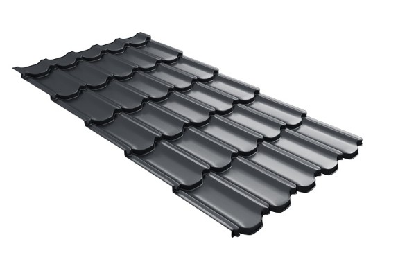 Металлочерепица квинта плюс с 3D резом 0,5 Quarzit lite RAL 7024 мокрый асфальт купить в Новочебоксарске