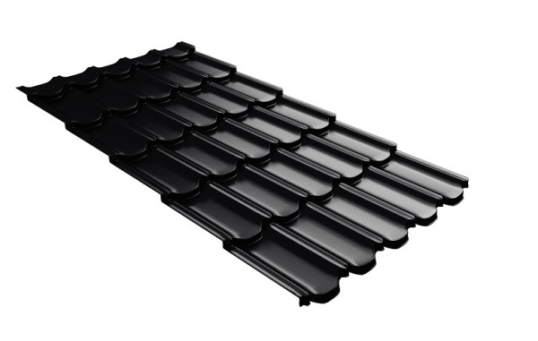Металлочерепица квинта плюс с 3D резом 0,5 Quarzit lite RAL 9005 черный купить в Новочебоксарске