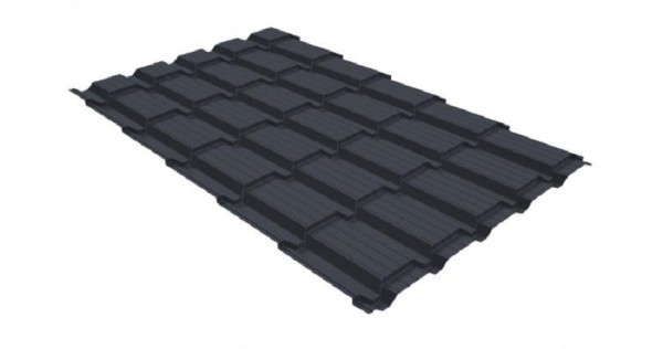 Металлочерепица GL квадро профи 0,5 GreenCoat Pural RR 23 темно-серый (RAL 7024) мокрый асфальт купить в Новочебоксарске