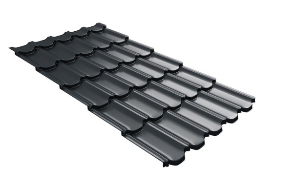 Металлочерепица квинта плюс с 3D резом 0,5 Satin RAL 7016 антрацитово-серый купить в Новочебоксарске