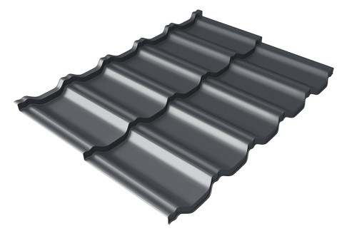 Металлочерепица модульная Квинта Uno Grand Line c 3D резом 0,5 Velur RAL 7024 мокрый асфальт купить в Новочебоксарске