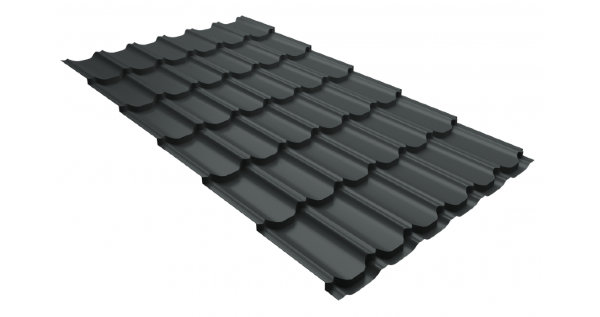 Металлочерепица квинта плюс 0,5 GreenCoat Pural Matt RR 23 темно-серый (RAL 7024 мокрый асфальт) купить в Новочебоксарске